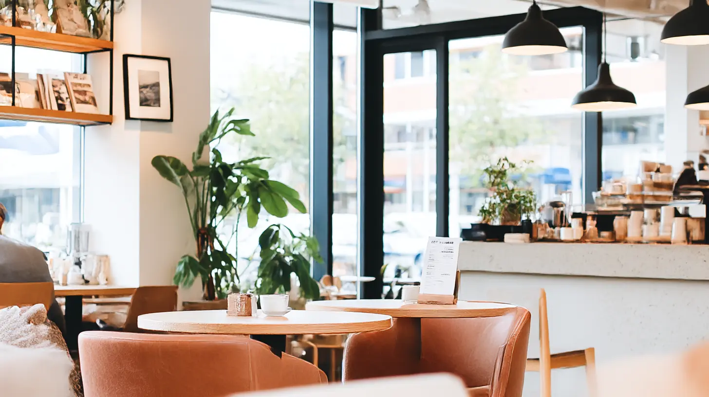 The Daily Grind cozy modern cafe interior